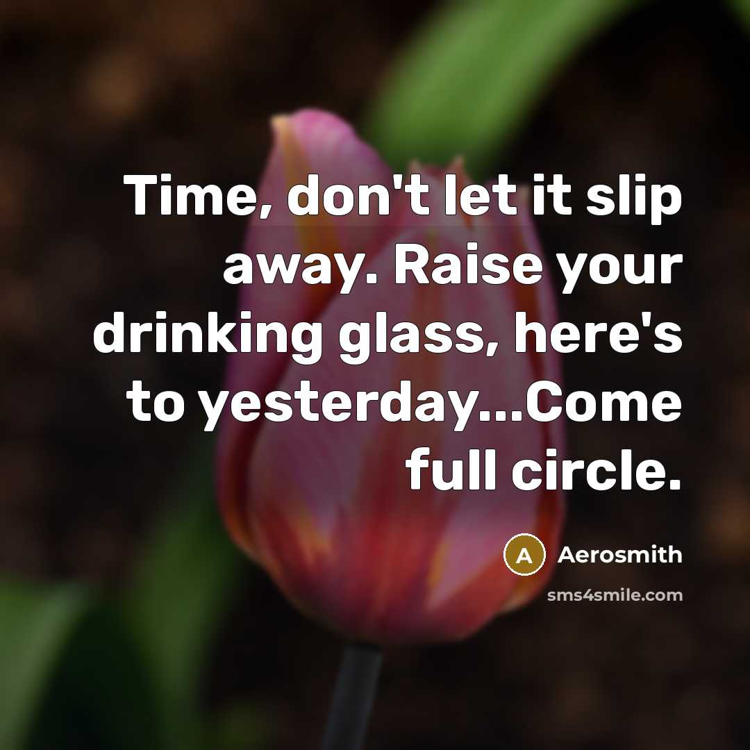 “Time, don't let it slip away. Raise your drinking glass,…” quote by Aerosmith