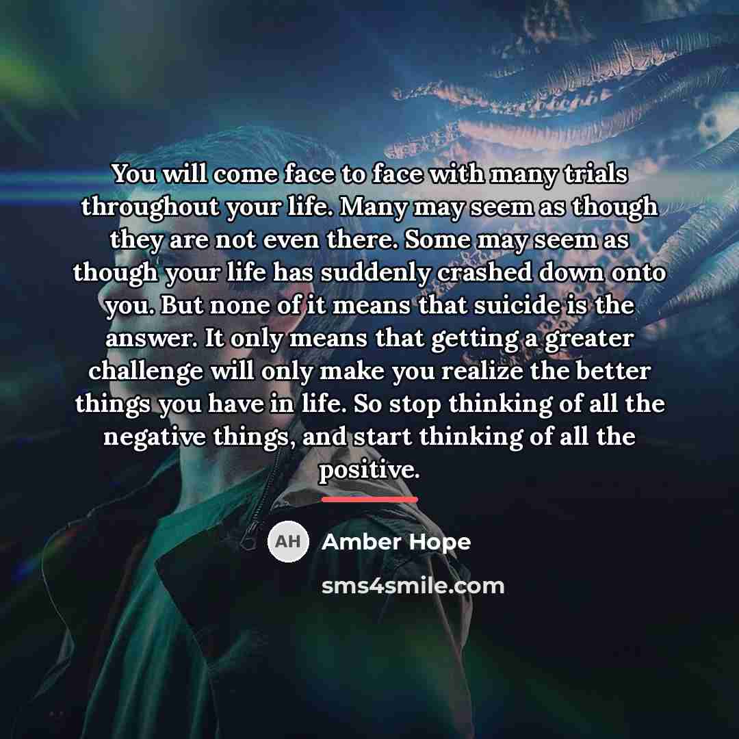 “You will come face to face with many trials throughout…” quote by Amber Hope