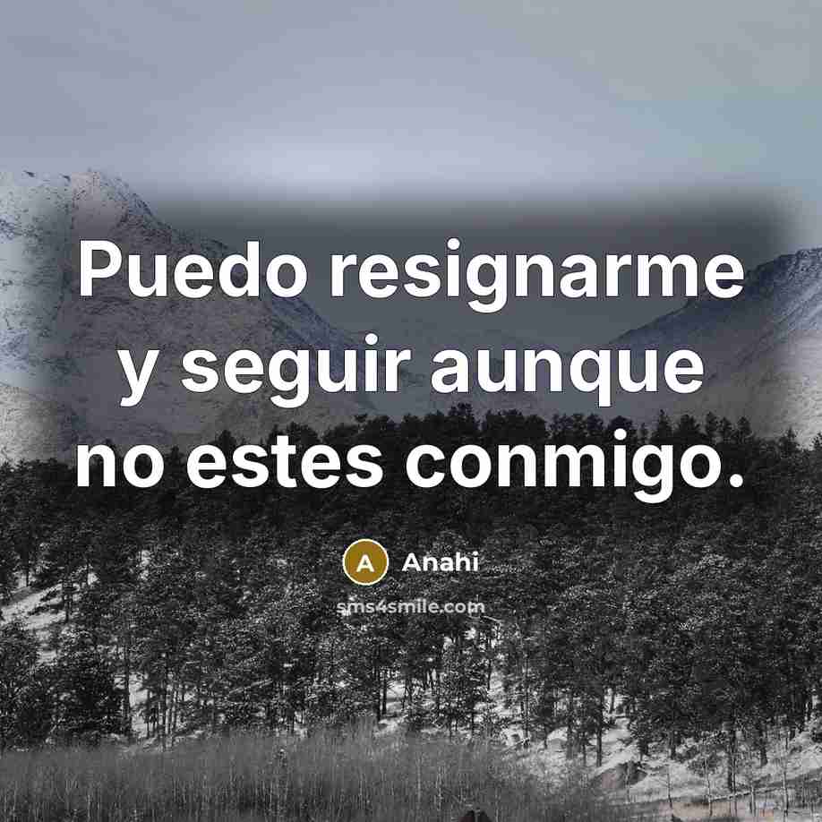 “Puedo resignarme y seguir aunque no estes conmigo.” quote by Anahi