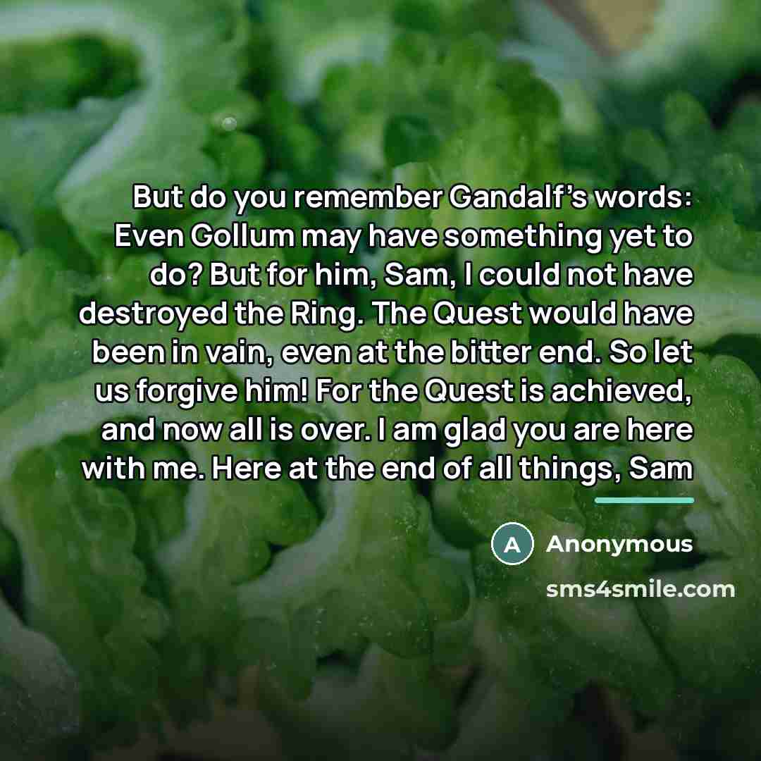 “But do you remember Gandalf’s words: Even Gollum may have…” quote by Anonymous