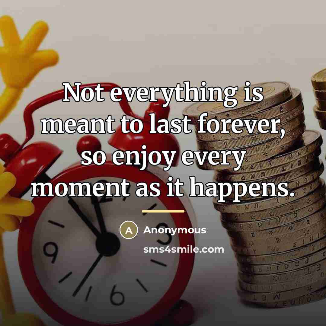 “Not everything is meant to last forever, so enjoy every…” quote by Anonymous