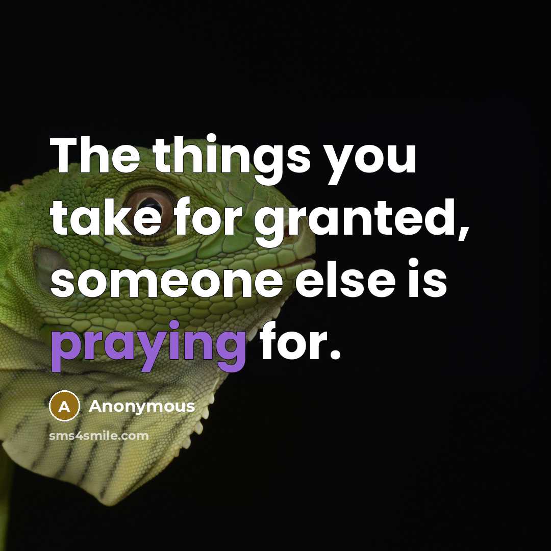 “The things you take for granted, someone else is praying for.” quote by Anonymous