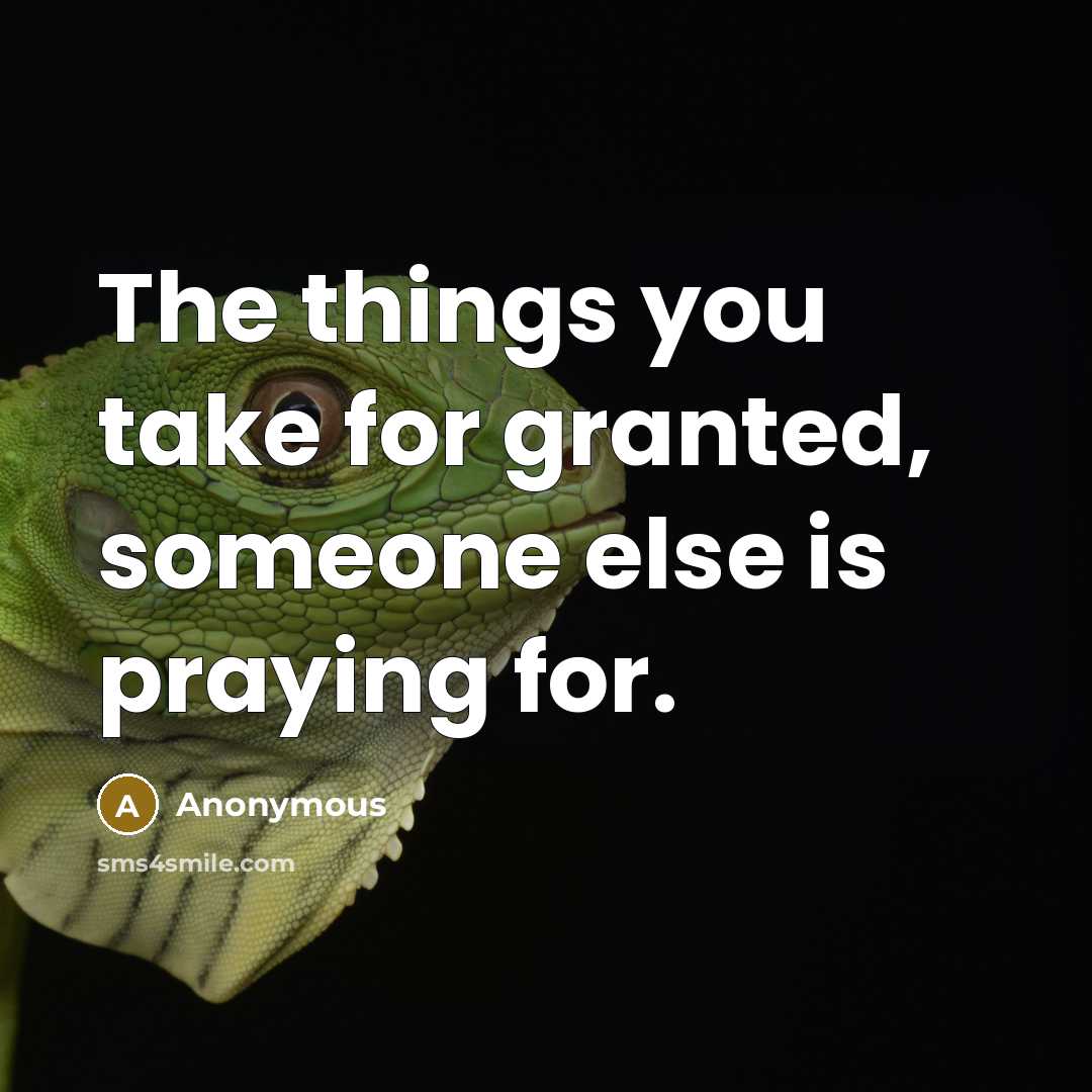 “The things you take for granted, someone else is praying…” quote by Anonymous