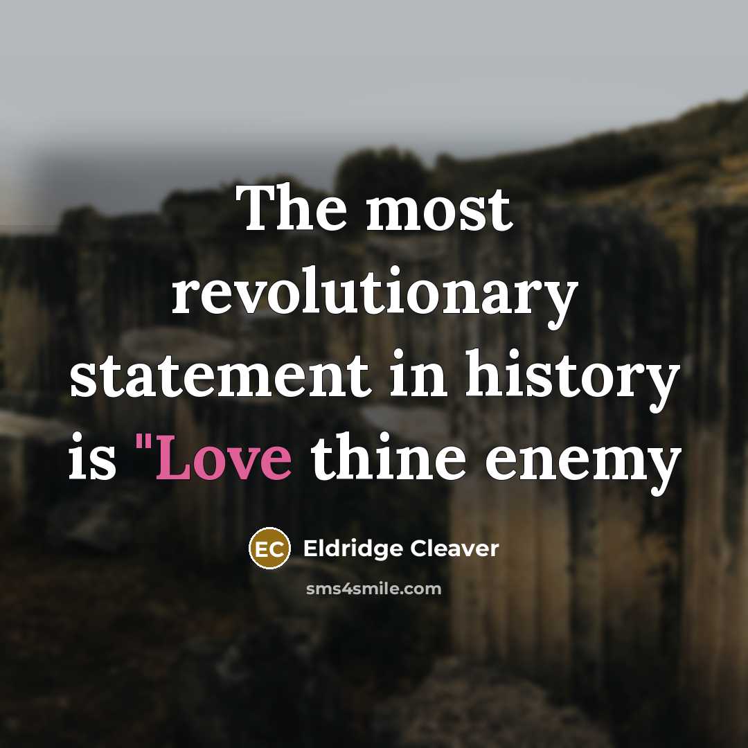 “The most revolutionary statement in history is "Love thine enemy…” quote by Eldridge Cleaver