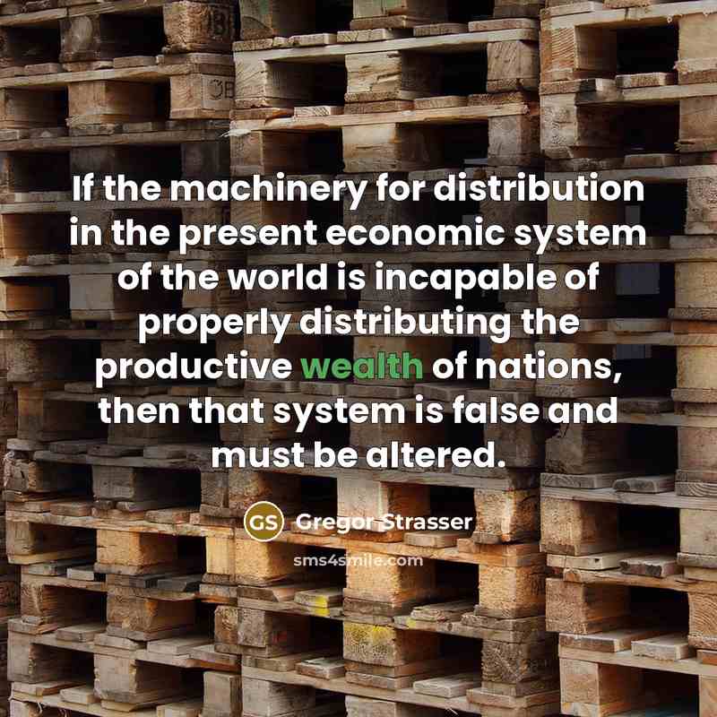 “If the machinery for distribution in the present economic system…” quote by Gregor Strasser