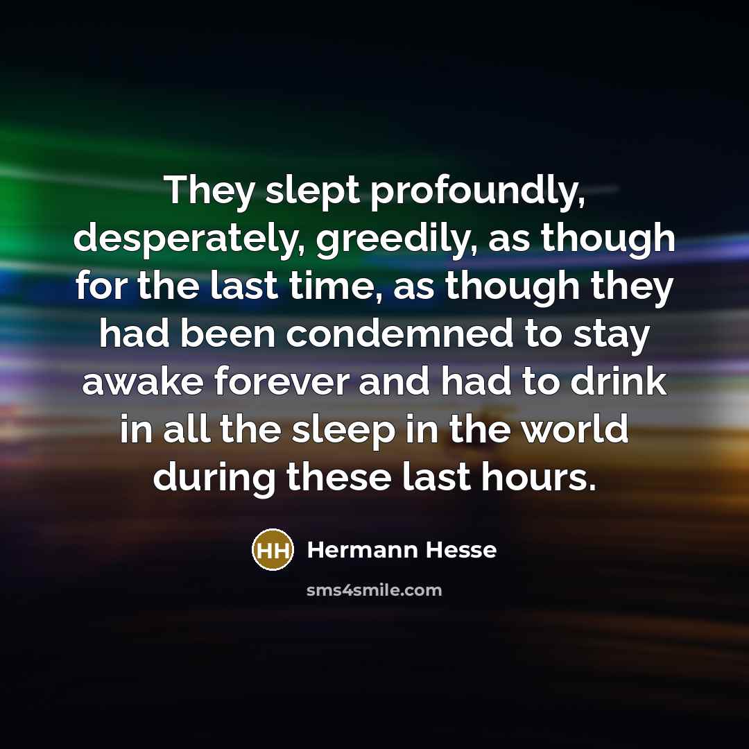 “They slept profoundly, desperately, greedily, as though for the last…” quote by Hermann Hesse