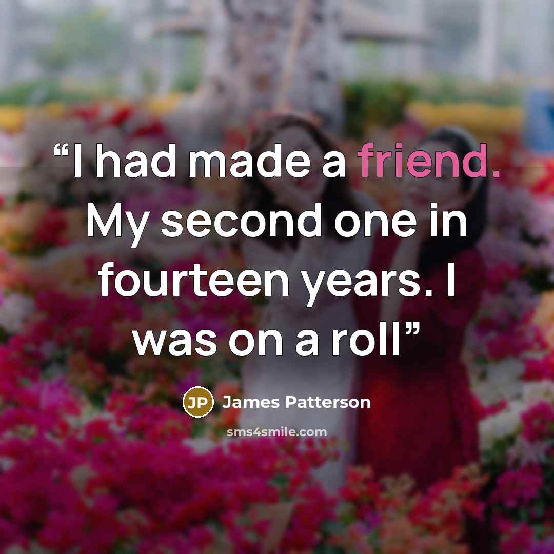 “I had made a friend. My second one in fourteen years. I was on a roll” quote by James Patterson