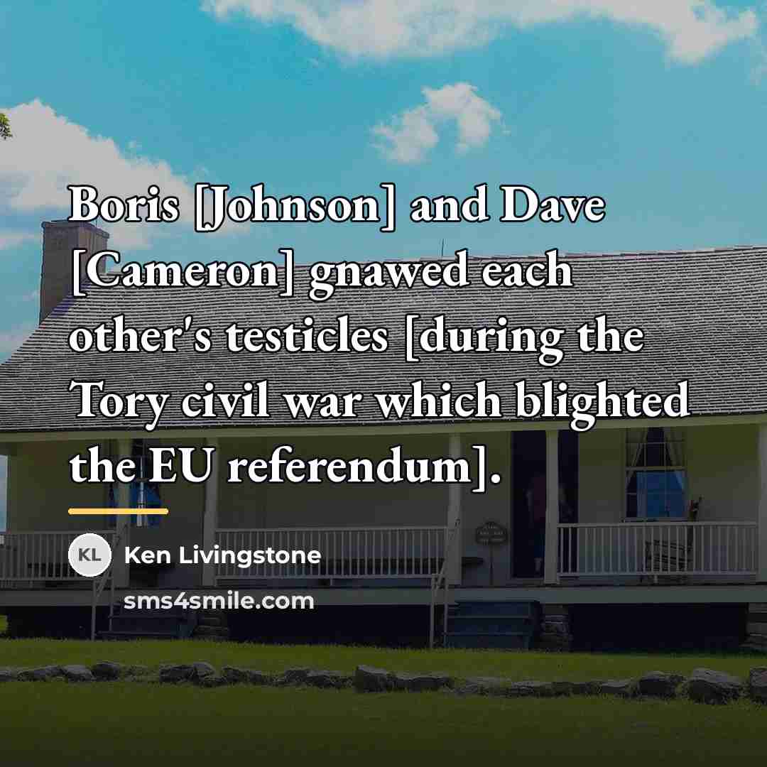 “Boris [Johnson] and Dave [Cameron] gnawed each other's testicles [during…” quote by Ken Livingstone