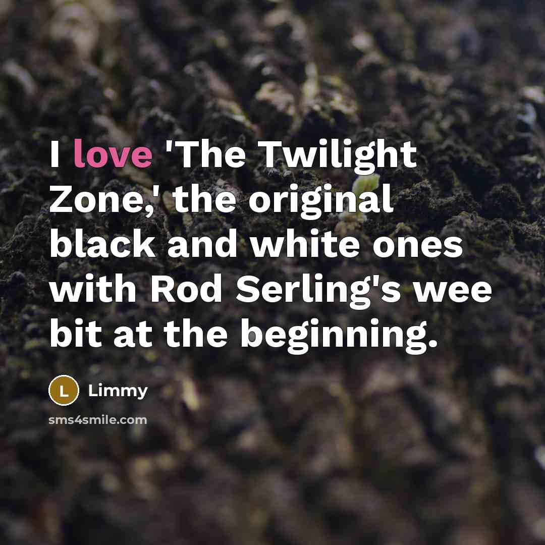 “I love 'The Twilight Zone,' the original black and white…” quote by Limmy