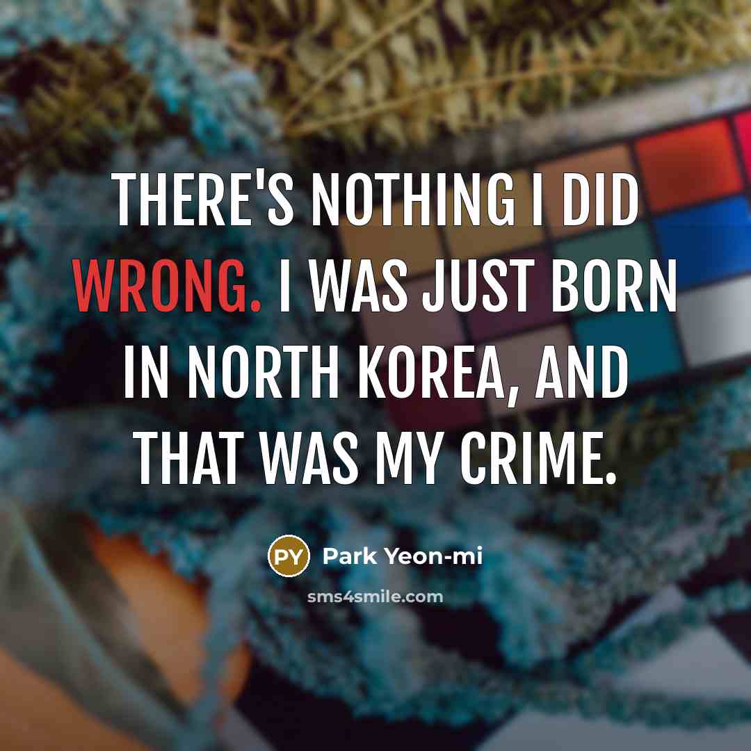 “There's nothing I did wrong. I was just born in…” quote by Park Yeon-mi