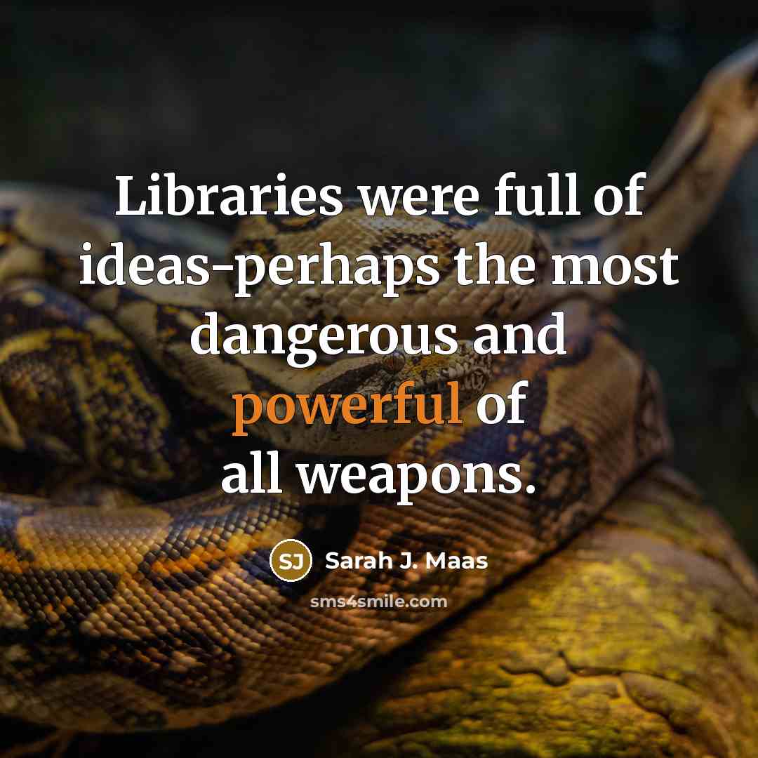 “Libraries were full of ideas-perhaps the most dangerous and powerful…” quote by Sarah J. Maas