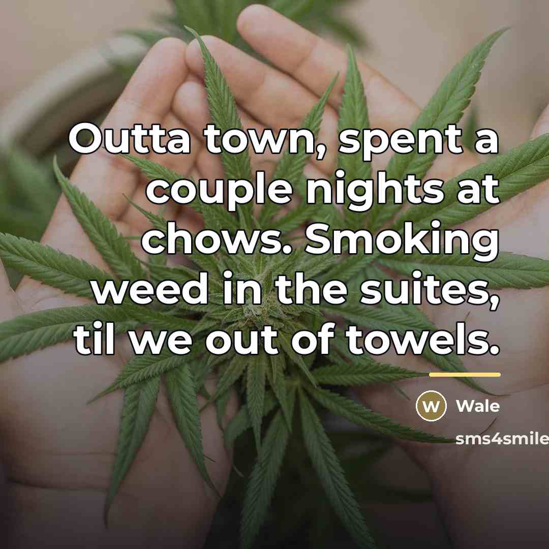“Outta town, spent a couple nights at chows. Smoking weed…” quote by Wale