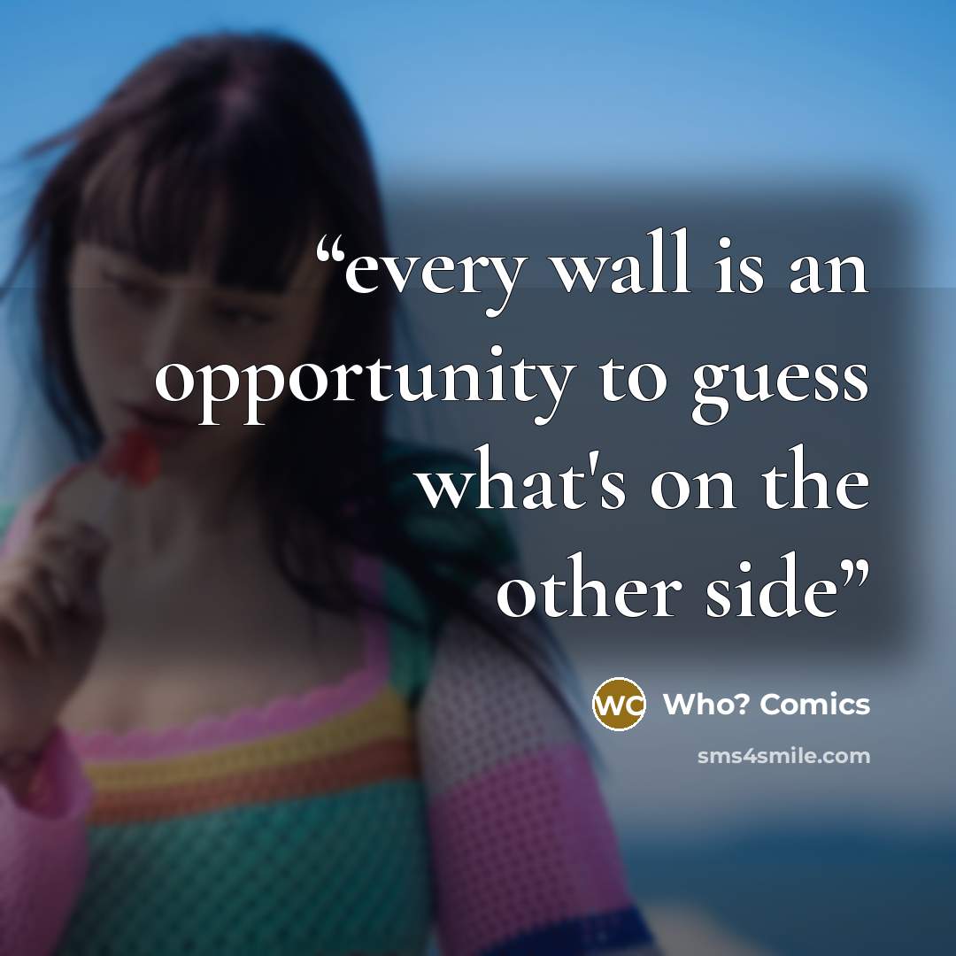 “every wall is an opportunity to guess what's on the other side” quote by Who? Comics