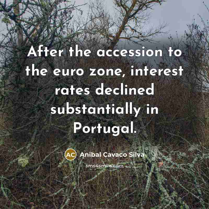 “After the accession to the euro zone, interest rates declined…” quote by Anibal Cavaco Silva