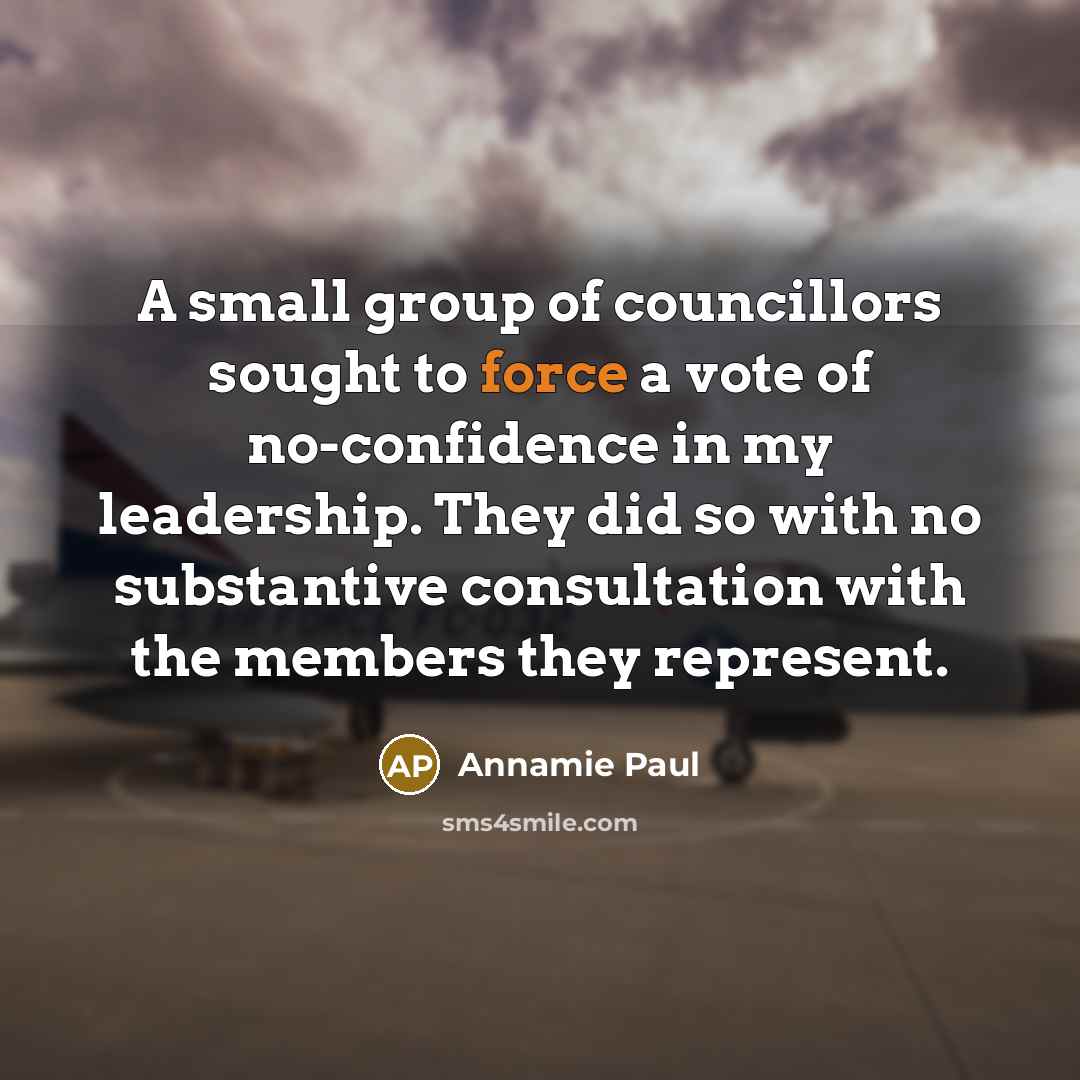“A small group of councillors sought to force a vote…” quote by Annamie Paul