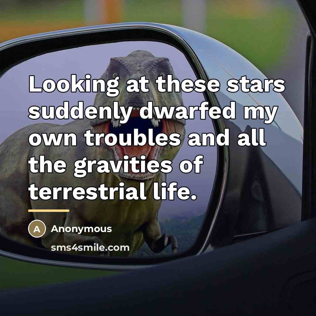 “Looking at these stars suddenly dwarfed my own troubles and…” quote by Anonymous