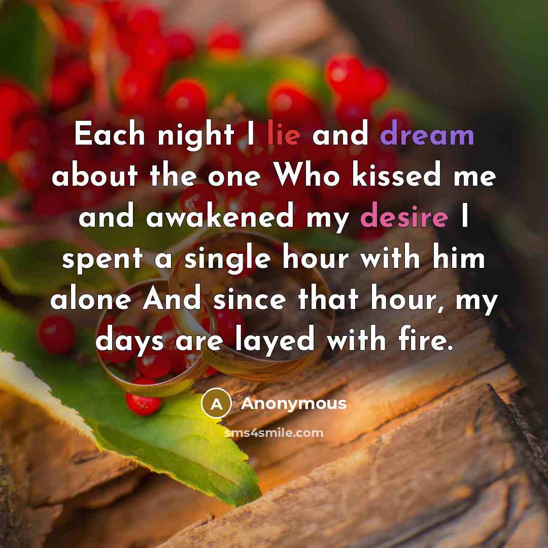 “Each night I lie and dream about the one Who…” quote by Anonymous
