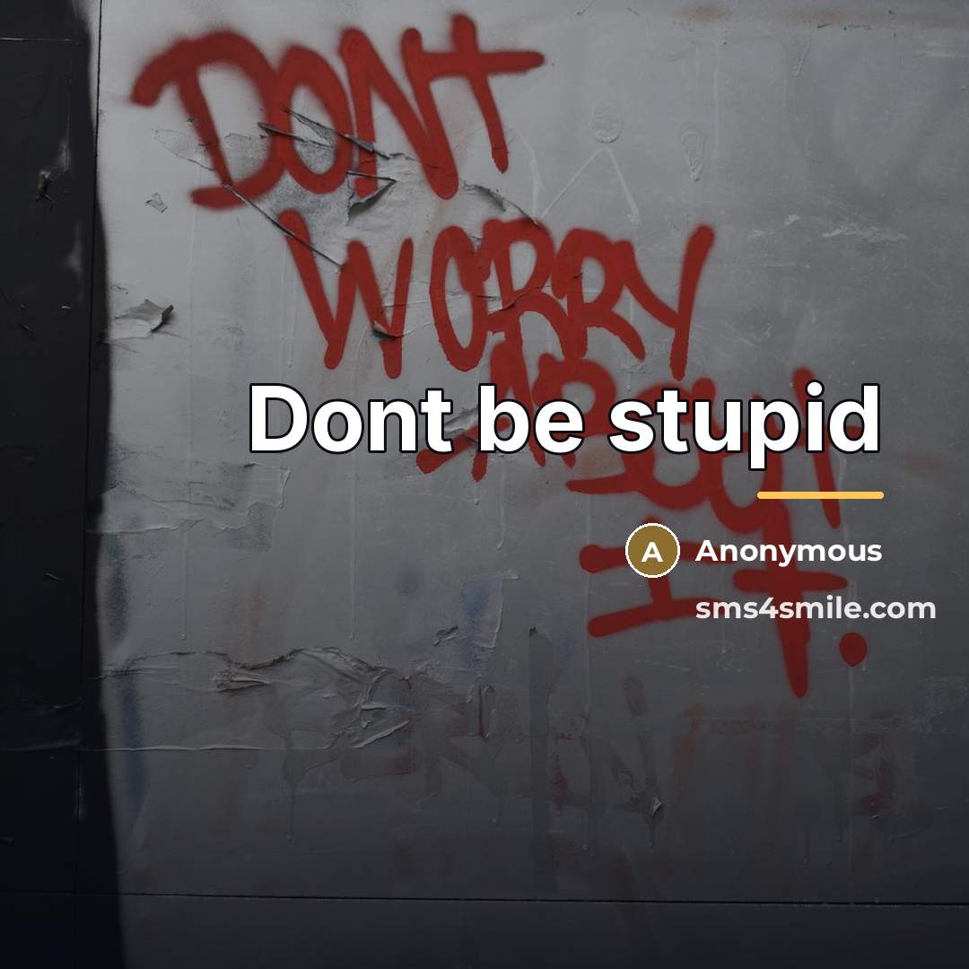 “Dont be stupid…” quote by Anonymous