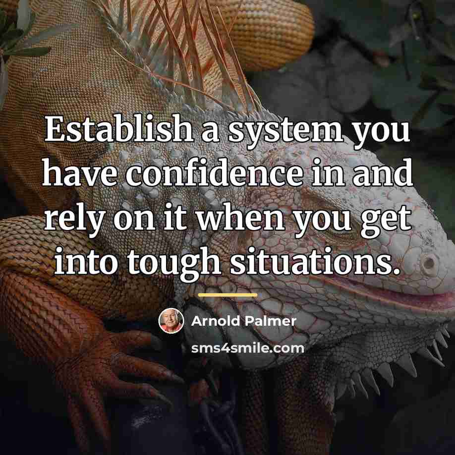 “Establish a system you have confidence in and rely on…” quote by Arnold Palmer