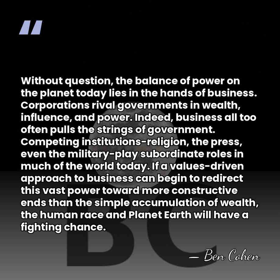 Without question, the balance of power on the planet today lies in&hellip; - Ben Cohen