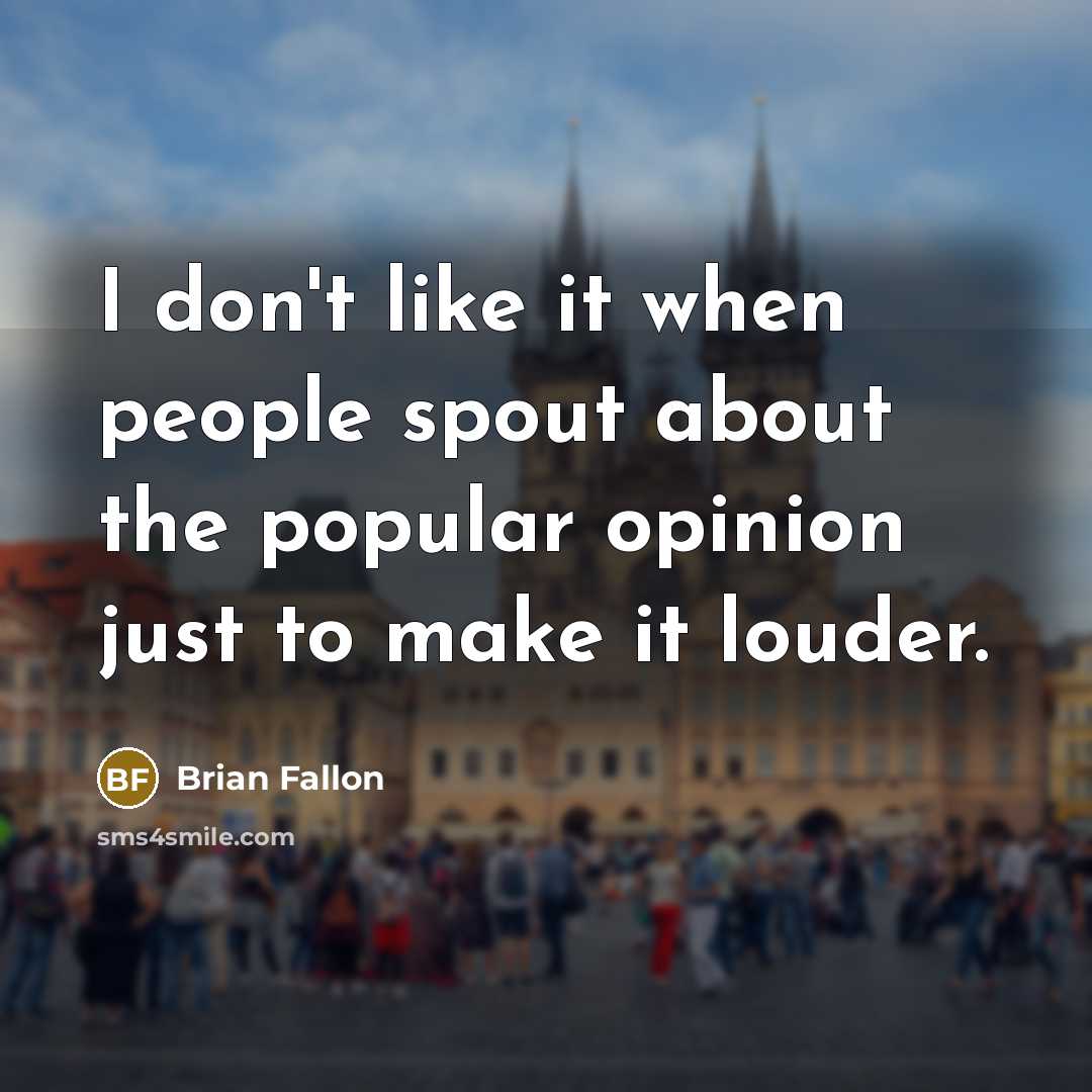 “I don't like it when people spout about the popular…” quote by Brian Fallon