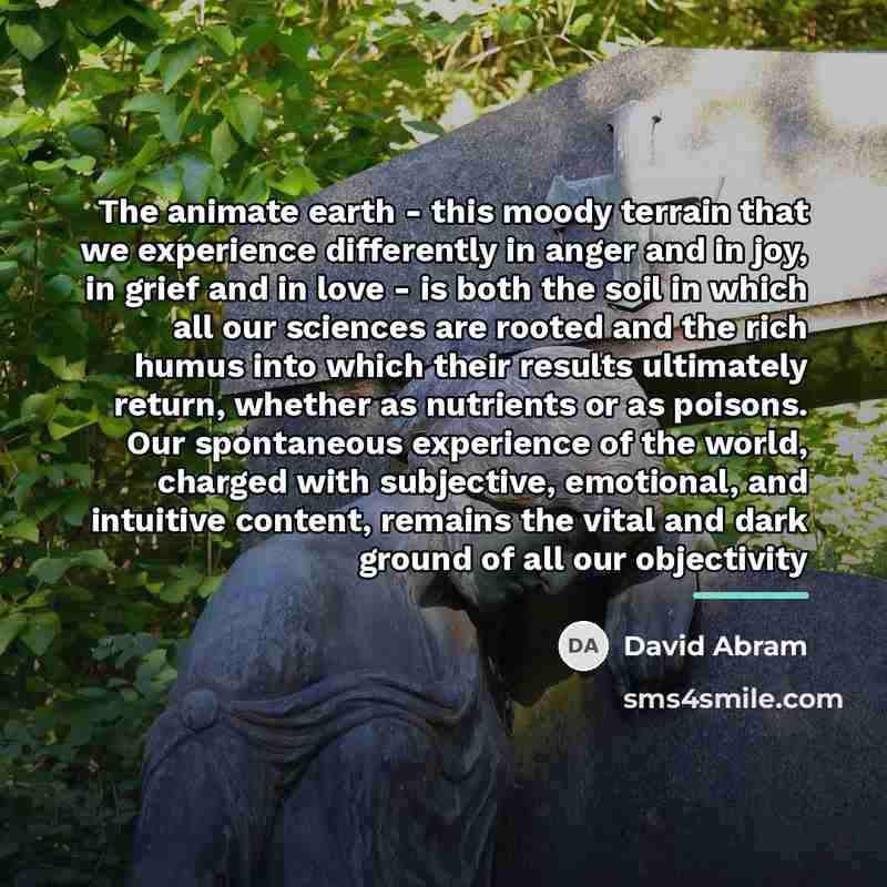“The animate earth - this moody terrain that we experience…” quote by David Abram