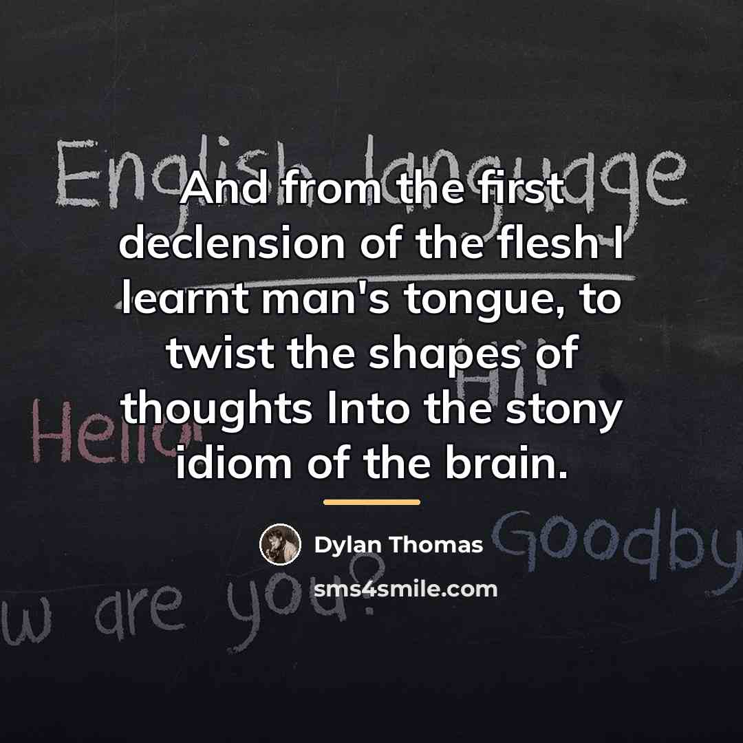 “And from the first declension of the flesh I learnt…” quote by Dylan Thomas