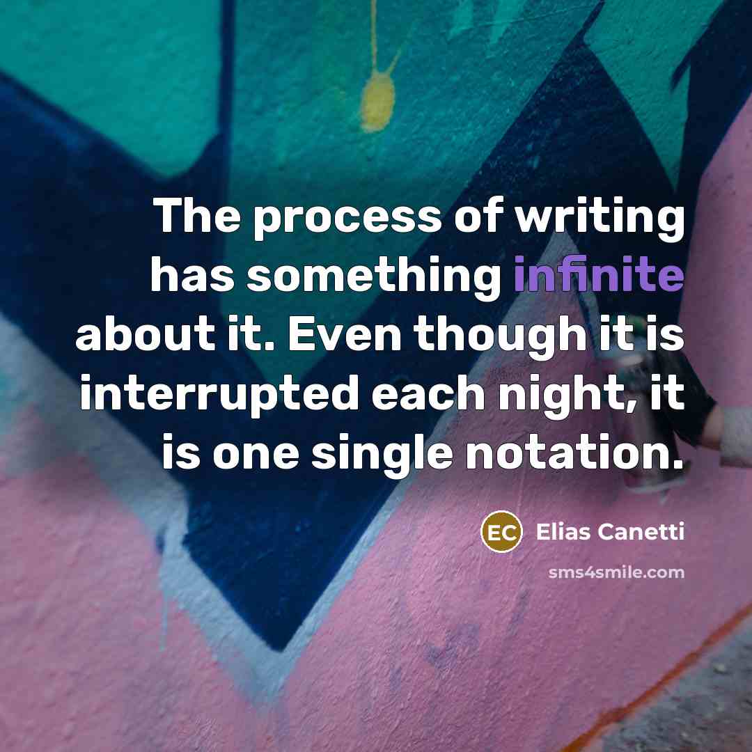“The process of writing has something infinite about it. Even…” quote by Elias Canetti