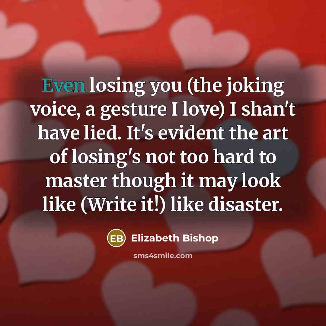 “Even losing you (the joking voice, a gesture I love)…” quote by Elizabeth Bishop