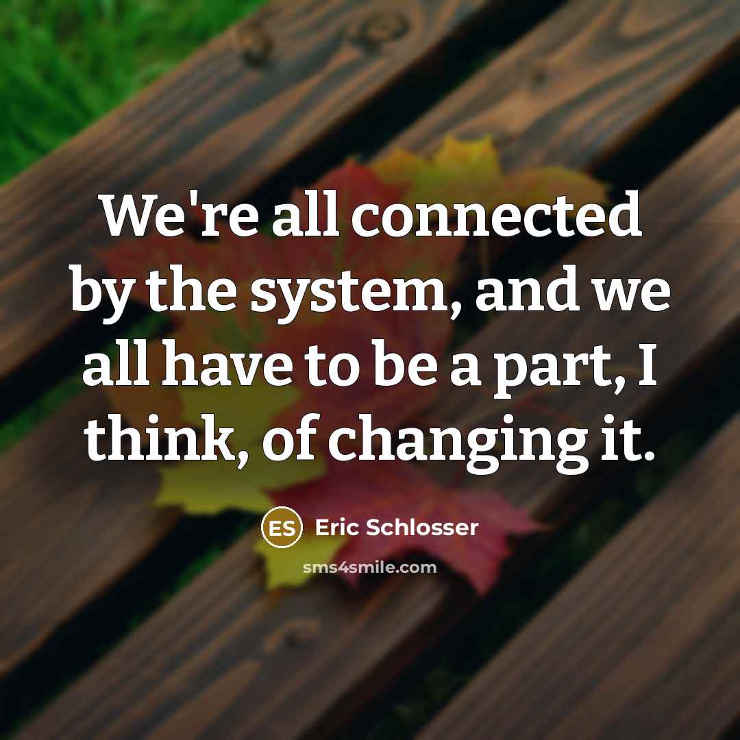 “We're all connected by the system, and we all have…” quote by Eric Schlosser