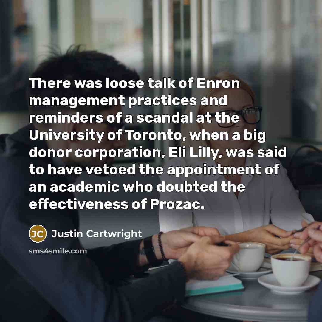 “There was loose talk of Enron management practices and reminders…” quote by Justin Cartwright