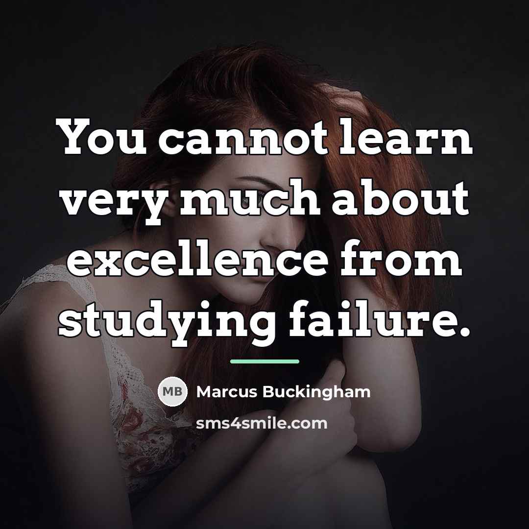 “You cannot learn very much about excellence from studying failure.…” quote by Marcus Buckingham