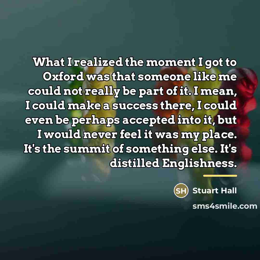 “What I realized the moment I got to Oxford was…” quote by Stuart Hall