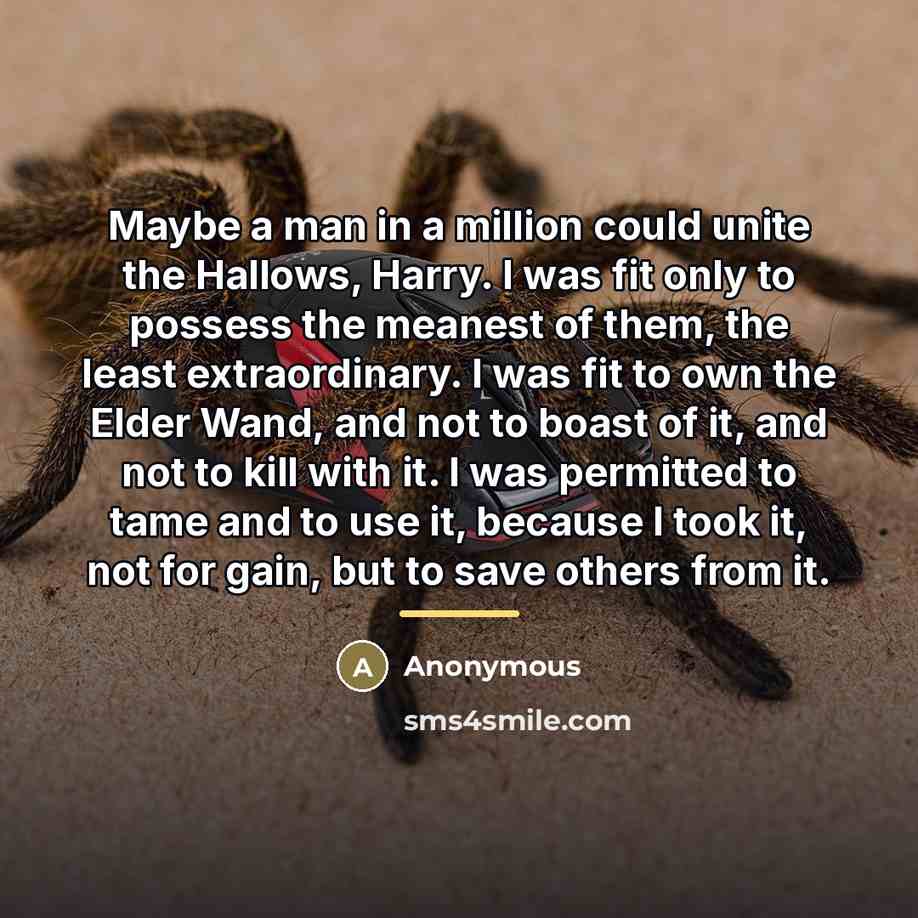 “Maybe a man in a million could unite the Hallows,…” quote by Anonymous