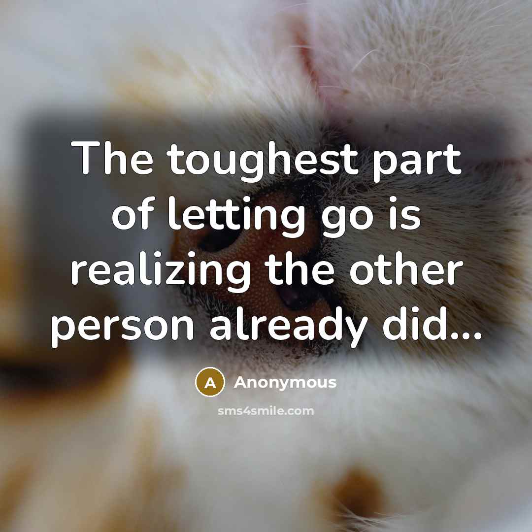 “The toughest part of letting go is realizing the other…” quote by Anonymous