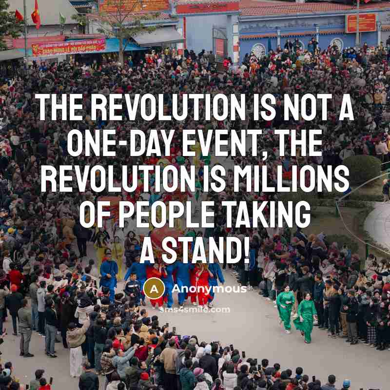 “The revolution is not a one-day event, the revolution is…” quote by Anonymous