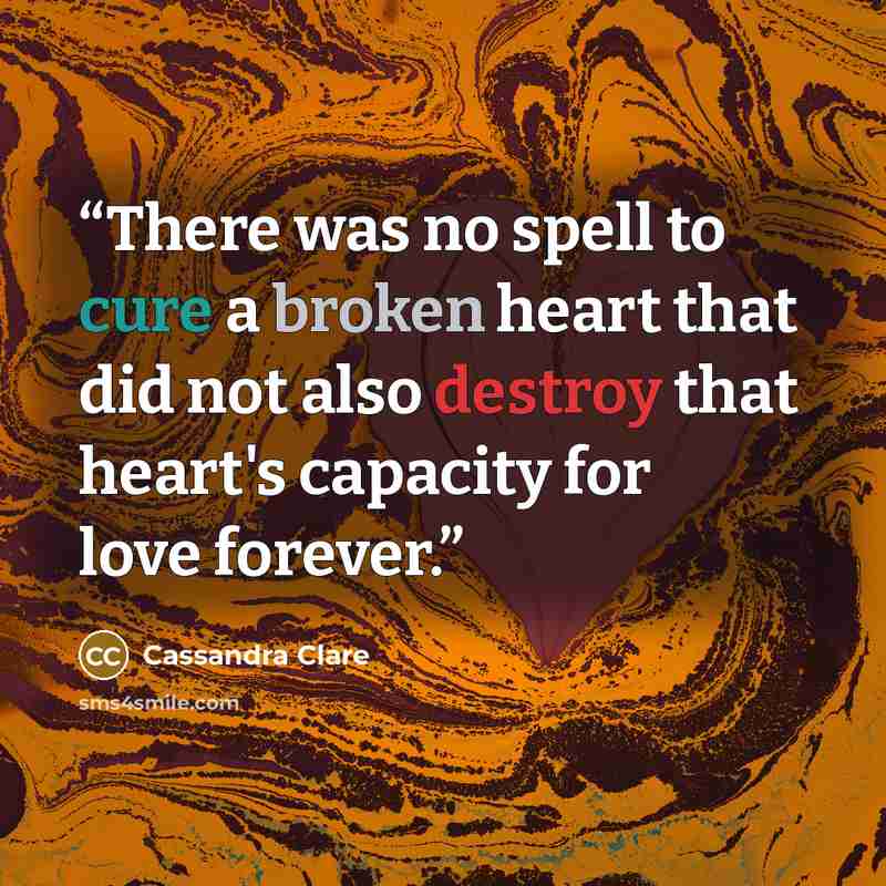 “There was no spell to cure a broken heart that did not also destroy that heart's capacity for love forever.” quote by Cassandra Clare