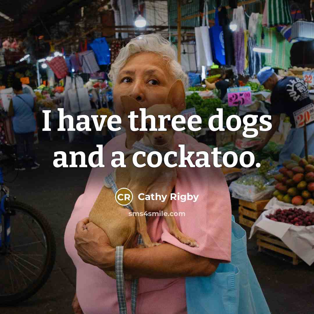“I have three dogs and a cockatoo.…” quote by Cathy Rigby