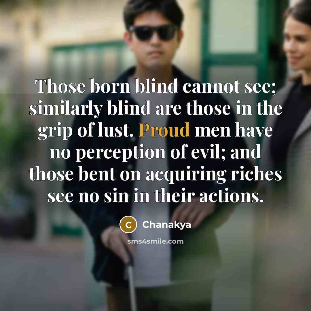 “Those born blind cannot see; similarly blind are those in…” quote by Chanakya