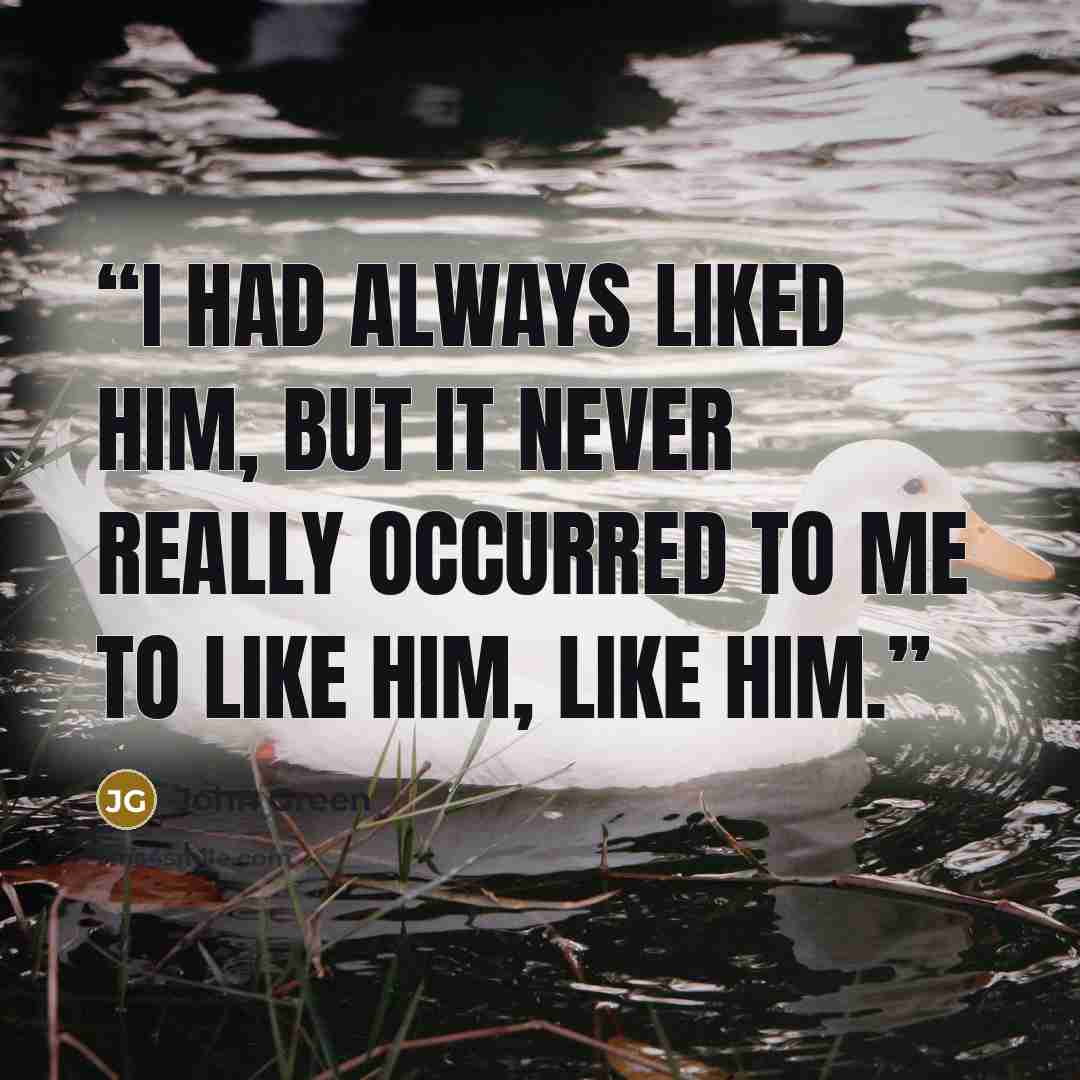 “I had always liked him, but it never really occurred to me to like him, like him.” quote by John Green
