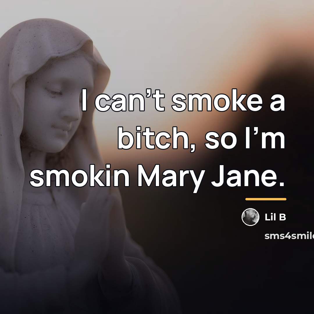 “I can't smoke a bitch, so I'm smokin Mary Jane.…” quote by Lil B