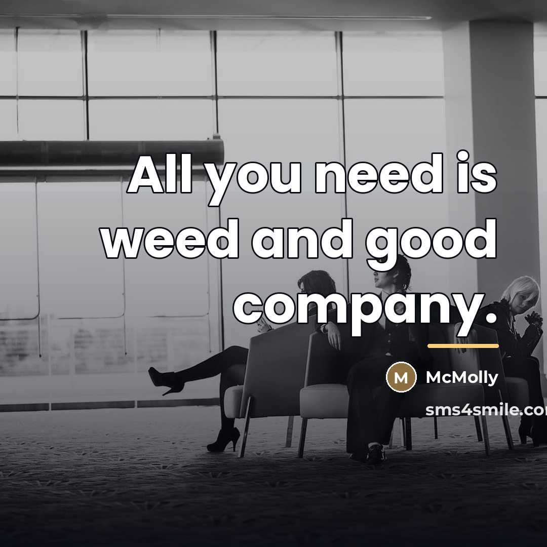 “All you need is weed and good company.…” quote by McMolly