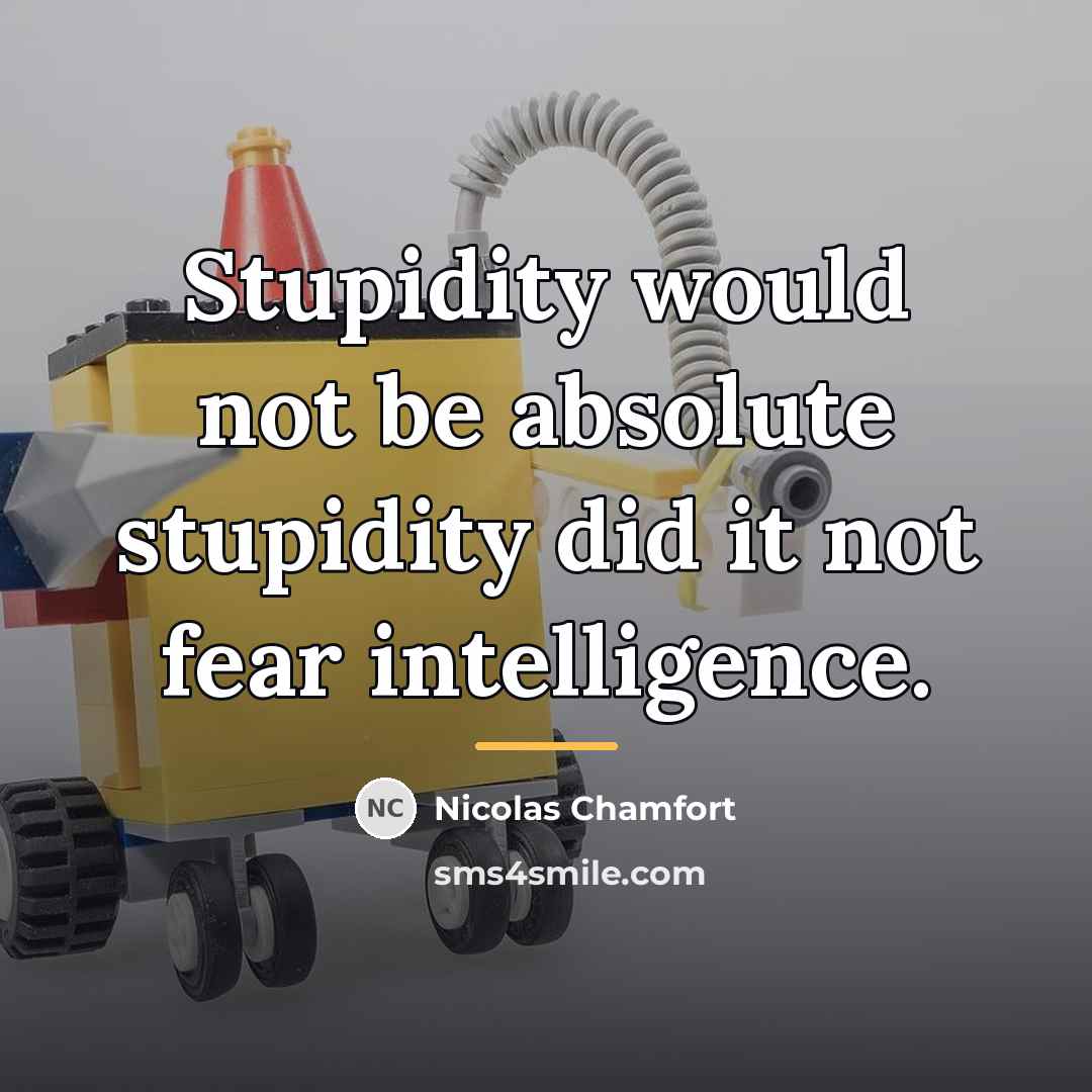 “Stupidity would not be absolute stupidity did it not fear…” quote by Nicolas Chamfort