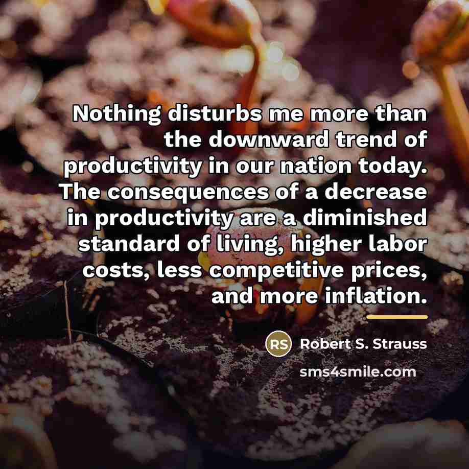 “Nothing disturbs me more than the downward trend of productivity…” quote by Robert S. Strauss