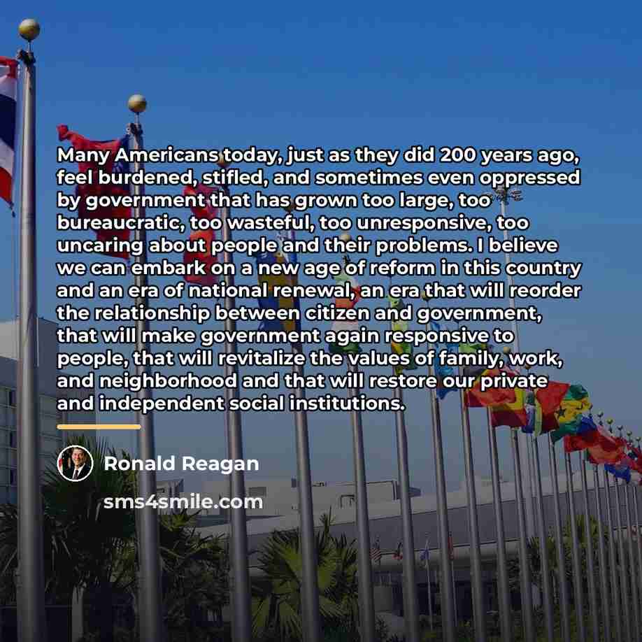 “Many Americans today, just as they did 200 years ago,…” quote by Ronald Reagan