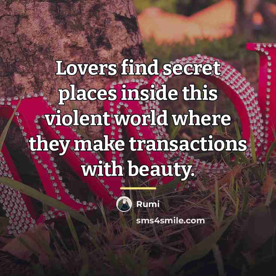 “Lovers find secret places inside this violent world where they…” quote by Rumi