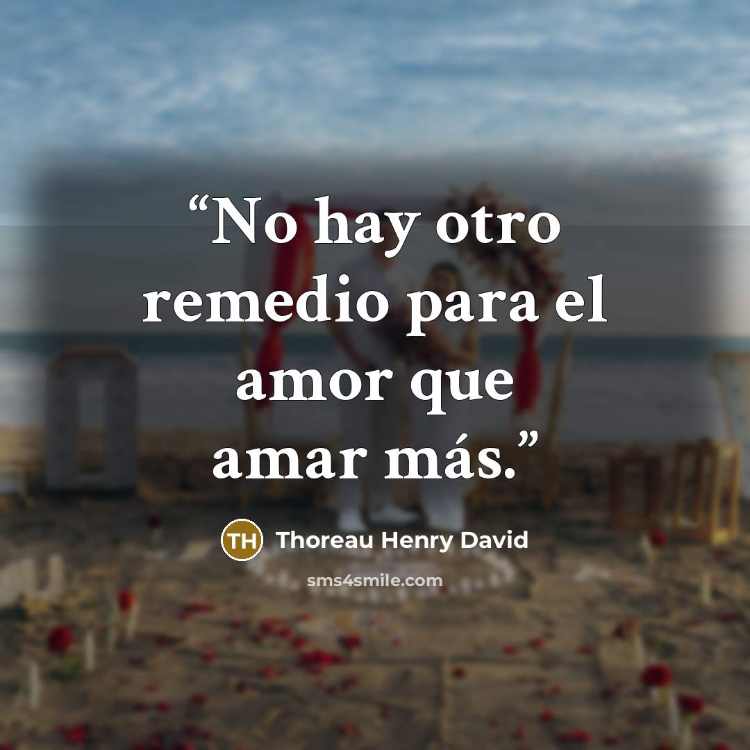 “No hay otro remedio para el amor que amar más.” quote by Thoreau Henry David