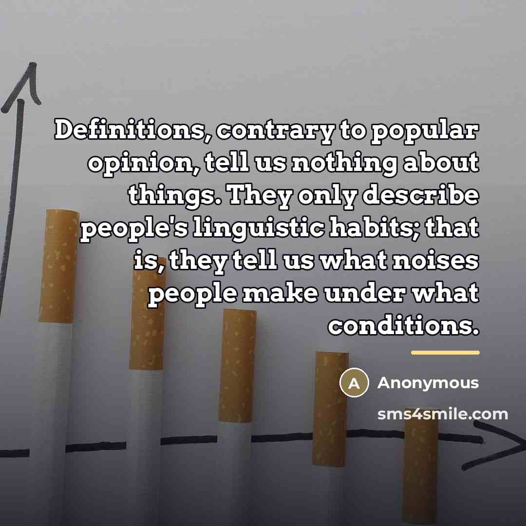 “Definitions, contrary to popular opinion, tell us nothing about things.…” quote by Anonymous