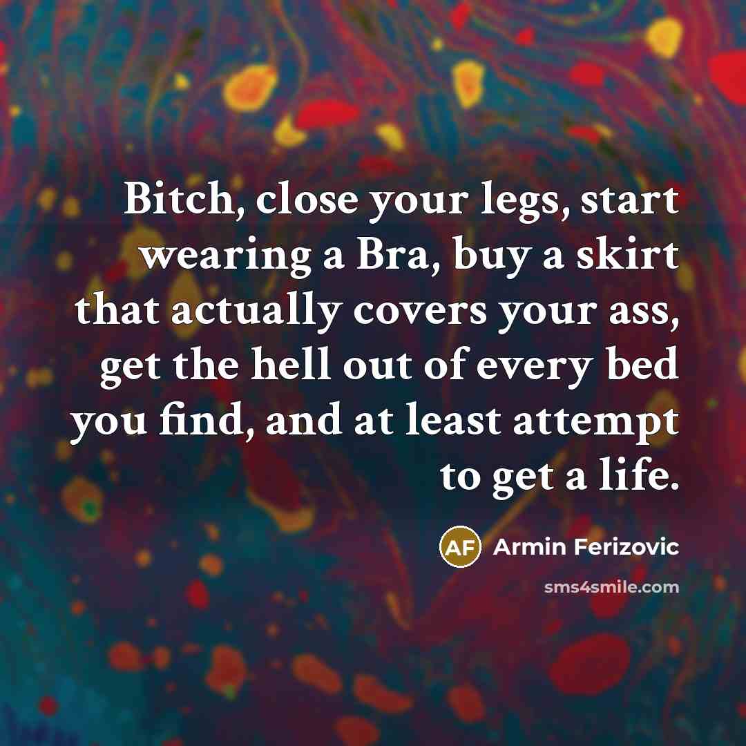 “Bitch, close your legs, start wearing a Bra, buy a…” quote by Armin Ferizovic