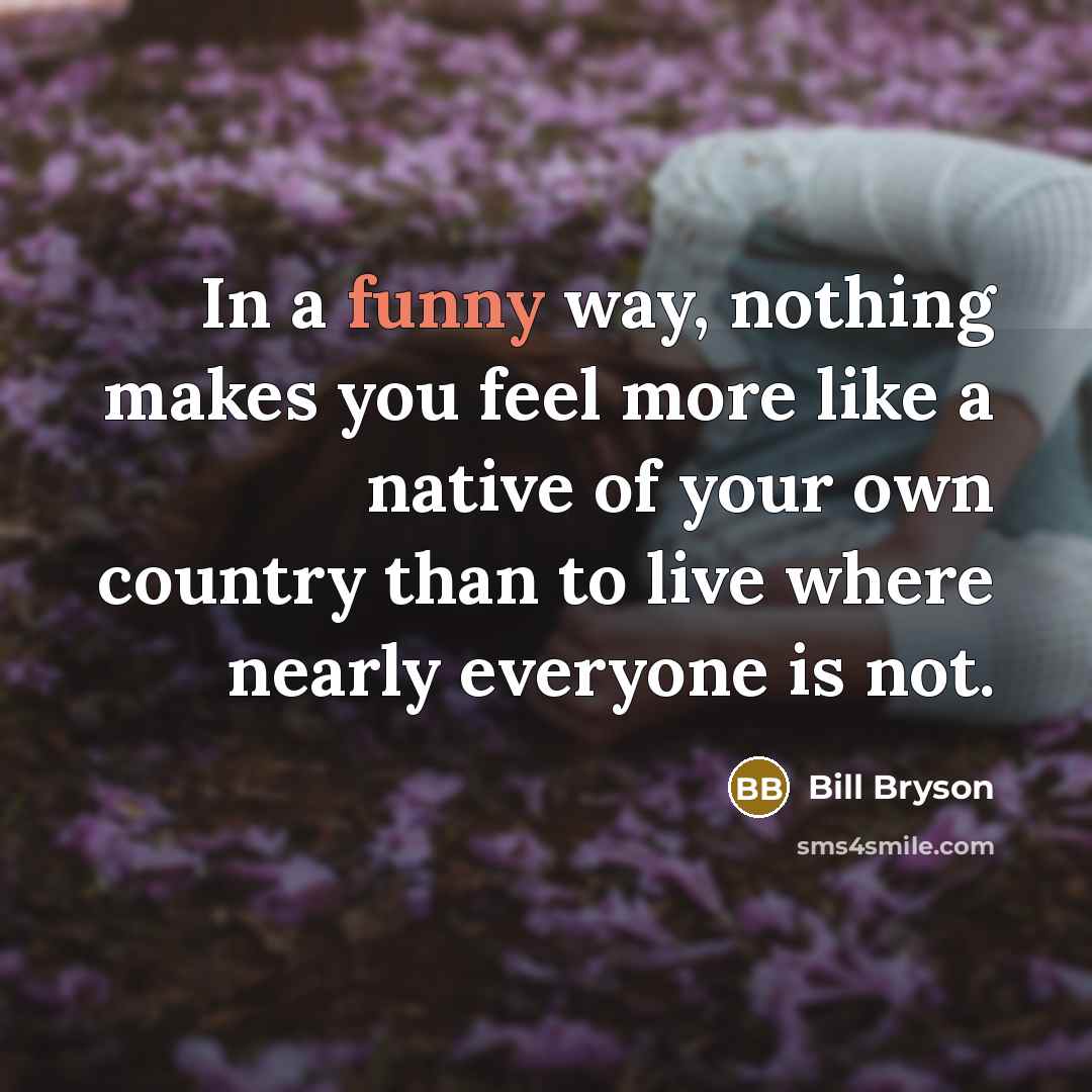 “In a funny way, nothing makes you feel more like…” quote by Bill Bryson